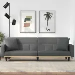 Canapea extensibilă cu perne, gri închis, textil GartenMobel Dekor