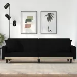 Canapea extensibilă cu perne, negru, material textil GartenMobel Dekor