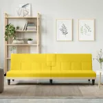 Canapea extensibilă cu suporturi de pahar, galben, textil GartenMobel Dekor