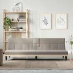 Canapea extensibilă cu suporturi de pahare, gri taupe, textil GartenMobel Dekor