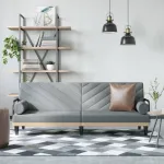 Canapea extensibilă cu cotiere, gri deschis, textil GartenMobel Dekor