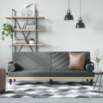 Canapea extensibilă cu cotiere, gri închis, textil GartenMobel Dekor