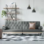Canapea extensibilă cu cotiere, gri închis, textil GartenMobel Dekor