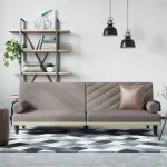 Canapea extensibilă cu cotiere, gri taupe, textil GartenMobel Dekor