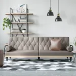 Canapea extensibilă cu cotiere, gri taupe, textil GartenMobel Dekor