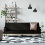 Canapea extensibilă cu cotiere, negru, textil GartenMobel Dekor