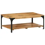 Măsuță de cafea 2 straturi, 100x55x38 cm, lemn masiv mango/oțel GartenMobel Dekor