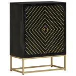Servantă cu 2 uși, negru/auriu, 55x30x75 cm, lemn masiv mango GartenMobel Dekor