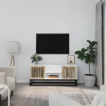 Comodă TV, alb, 105x30x45 cm, lemn prelucrat & fier GartenMobel Dekor