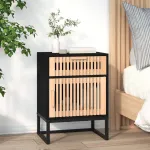 Dulap noptieră, negru, 40x30x55,5 cm, lemn prelucrat&fier GartenMobel Dekor