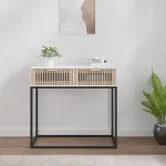 Masă de consolă albă 80x30x75 cm din lemn de lemn și fier GartenMobel Dekor