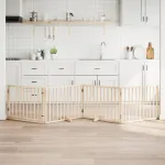 Poartă de acces pentru câini cu ușă pliabilă, 4 panouri, 320 cm, lemn de plop GartenMobel Dekor