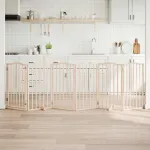 Poartă de acces pentru câini cu ușă pliabilă, 6 panouri, 300 cm, lemn de plop GartenMobel Dekor