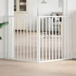 Poartă de acces pentru câini pliabilă, 2 panouri, albă, 160 cm, lemn de plop GartenMobel Dekor
