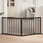 Poartă de acces pentru câini pliabilă, 2 panouri, neagră, 160 cm, lemn de plop GartenMobel Dekor