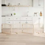 Poartă de câini pliabilă cu ușă, 4 panouri, 320 cm, lemn plop GartenMobel Dekor