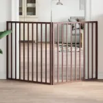 Poartă pentru câini pliabilă 2 panouri maro, 160 cm, lemn plop GartenMobel Dekor