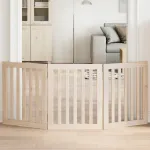 Poartă de acces pentru câini pliabilă, 3 panouri, 150 cm, lemn de plop GartenMobel Dekor