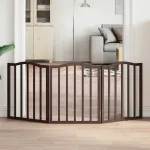 Poartă de câini pliabilă 3 panouri stejar maro 150 cm lemn plop GartenMobel Dekor