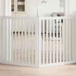 Poartă pentru câini pliabilă, 2 panouri, alb, 160 cm, lemn plop GartenMobel Dekor