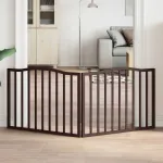 Poartă pentru câini pliabilă 2 panouri maro, 160 cm, lemn plop GartenMobel Dekor