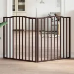 Poartă pentru câini pliabilă 2 panouri maro, 160 cm, lemn plop GartenMobel Dekor
