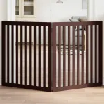 Poartă pentru câini pliabilă 2 panouri maro, 160 cm, lemn plop GartenMobel Dekor