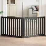 Poartă pentru câini pliabilă 2 panouri negru, 160 cm, lemn plop GartenMobel Dekor