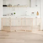 Poartă de acces pentru câini cu ușă pliabilă, 4 panouri, 320 cm, lemn masiv de brad GartenMobel Dekor