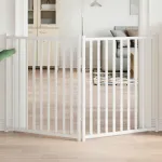 Poartă pentru câini pliabilă 2 panouri, alb, 160 cm, lemn brad GartenMobel Dekor