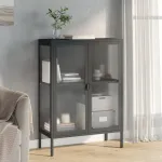 Dulap, negru, 75x35x105 cm, sticlă și oțel GartenMobel Dekor