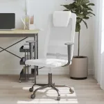 Scaun birou reglabil în înălțime, alb, piele artificială/plasă GartenMobel Dekor