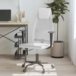Scaun birou reglabil în înălțime, alb, piele artificială/plasă GartenMobel Dekor