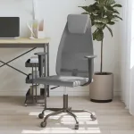 Scaun birou reglabil în înălțime, gri, piele artificială/plasă GartenMobel Dekor