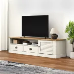Comodă TV VIGO, alb, 156x40x40 cm, lemn masiv de pin GartenMobel Dekor
