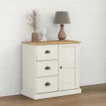 Servantă cu sertare VIGO, 78x40x75 cm, alb, lemn masiv de pin GartenMobel Dekor