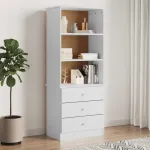 Bibliotecă cu sertare „ALTA”, alb, 60x35x142 cm, lemn masiv pin GartenMobel Dekor