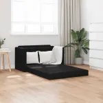 Canapea extensibilă 2 în 1, negru, 112x174x55 cm, textil GartenMobel Dekor