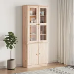 Vitrine din sticlă „ALTA” 77x35x186,5 cm, lemn masiv de pin GartenMobel Dekor