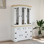 Dulap înalt Corona, alb, 112x43x196 cm, lemn masiv pin mexican GartenMobel Dekor