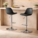 Set 2 scaune de bucatarie/bar, Artool, Hoga, rotativ, PP negru, picior metal argintiu, 38x40x81-102 cm GartenVIP DiyLine
