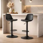 Set 2 scaune de bucatarie/bar, Artool, Hoga, rotativ, PP negru, picior metal negru, 38x40x81-102 cm GartenVIP DiyLine