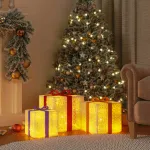 Cutii de Crăciun iluminate, 3 buc., 64 LED-uri, alb cald GartenMobel Dekor