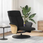 Fotoliu de masaj rabatabil cu suport de picioare, negru, textil GartenMobel Dekor