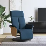 Fotoliu rabatabil cu suport de picioare, albastru, textil GartenMobel Dekor