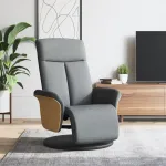 Fotoliu rabatabil cu suport de picioare, gri deschis, textil GartenMobel Dekor