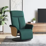 Fotoliu rabatabil cu suport de picioare, verde închis, textil GartenMobel Dekor