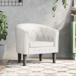 Fotoliu tip cuvă, alb, piele ecologică GartenMobel Dekor