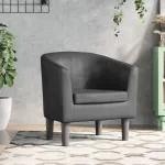 Fotoliu tip cuvă, gri, piele ecologică GartenMobel Dekor