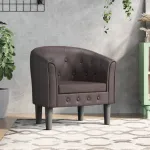 Fotoliu tip cuvă, maro, piele ecologică GartenMobel Dekor